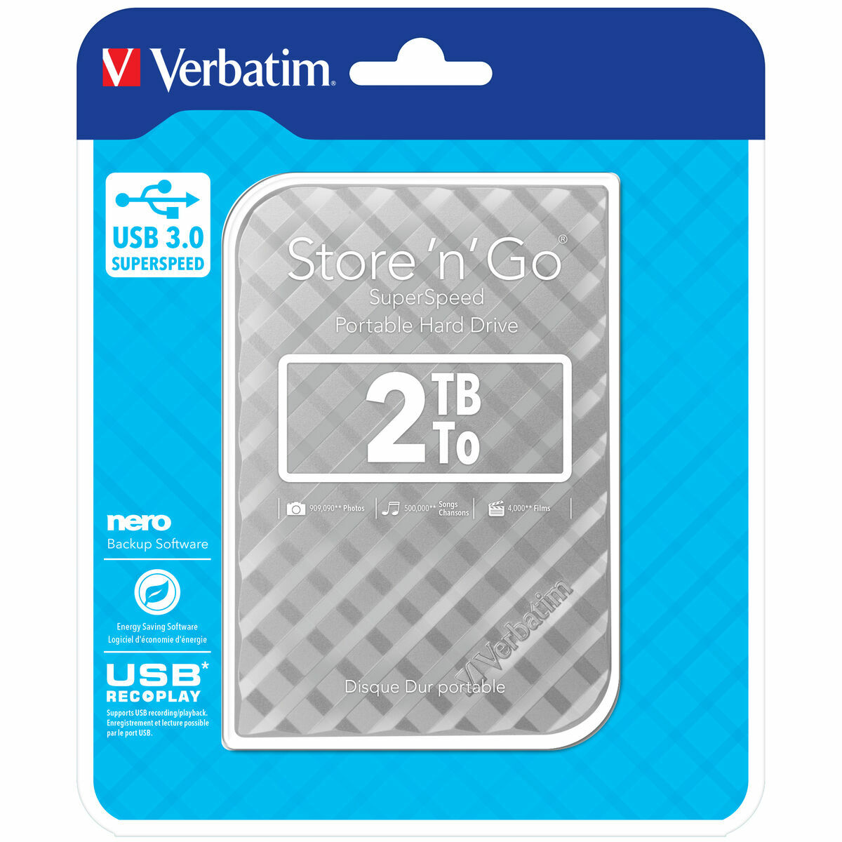 External Hard Drive Verbatim STORE 'N' GO 2 TB SSD 2 TB HDD