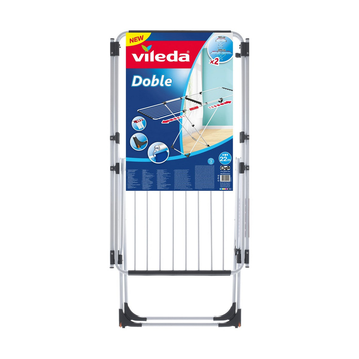 Clothes Line Vileda 209 x 60 x 97 cm Extendable Double