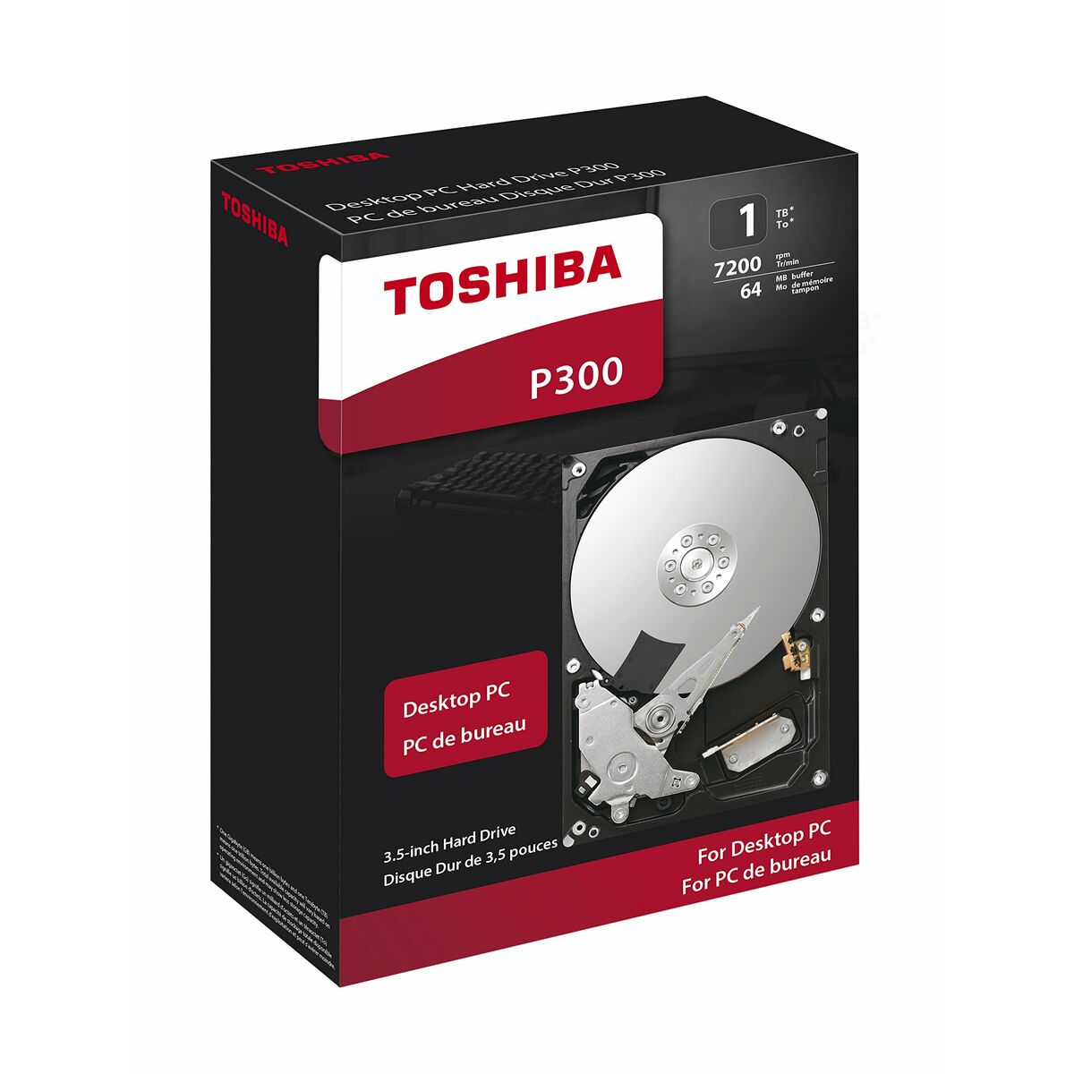 Hard Drive Toshiba P300 1TB 3,5" 7200 rpm 1 TB 1 TB HDD 1 TB SSD