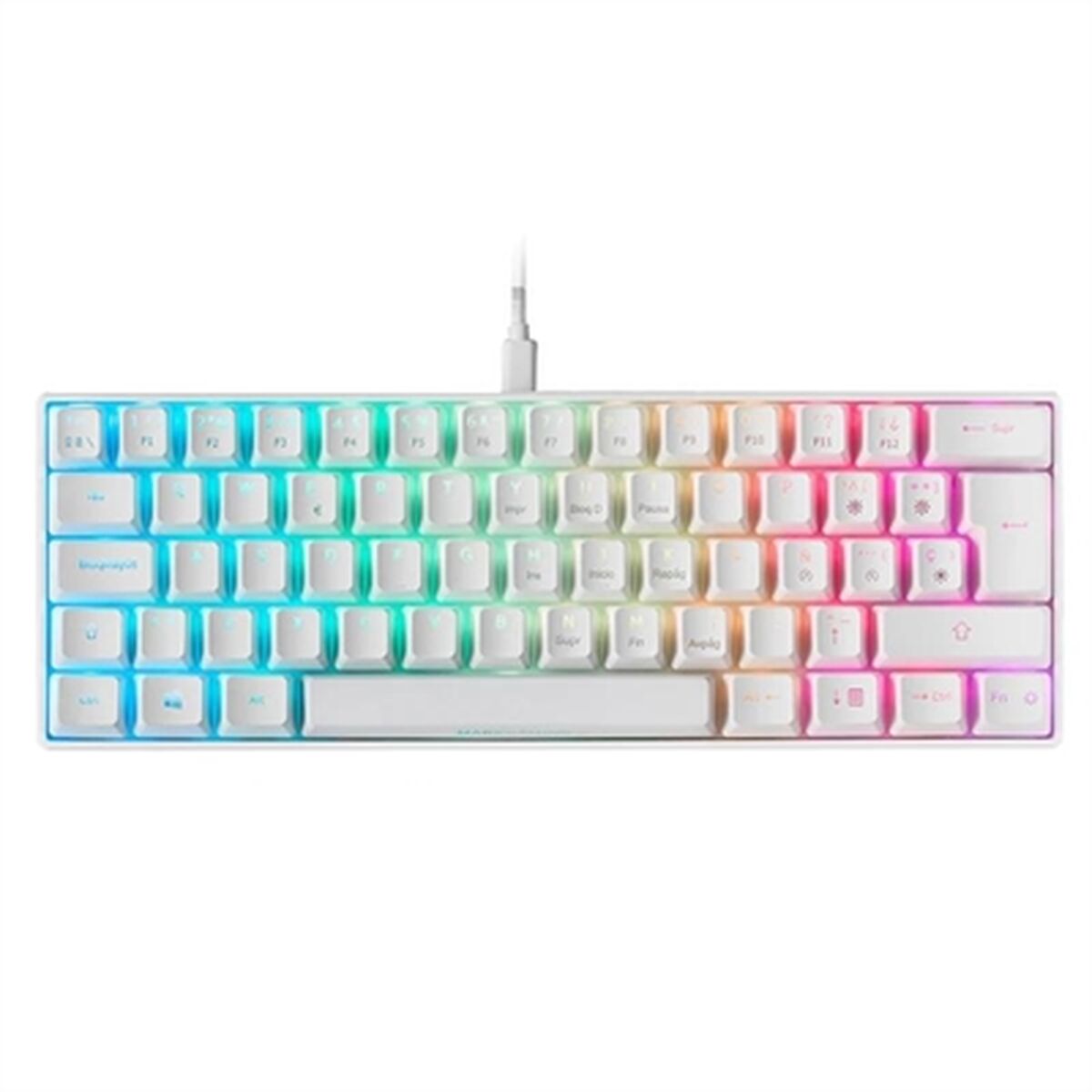 Keyboard Mars Gaming MKMINI Spanish Qwerty RGB White