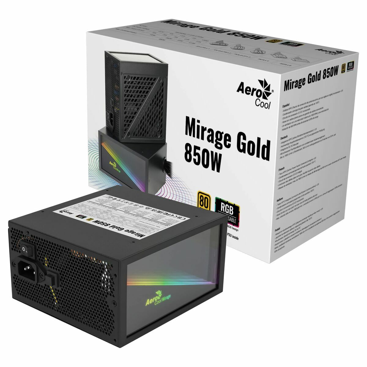 Power supply Aerocool MIRAGEGOLD850 850 W 80 Plus Gold RoHS