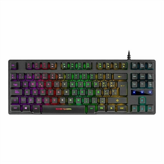 Gaming Keyboard Mars Gaming MKTKLES Spanish Qwerty Black LED RGB