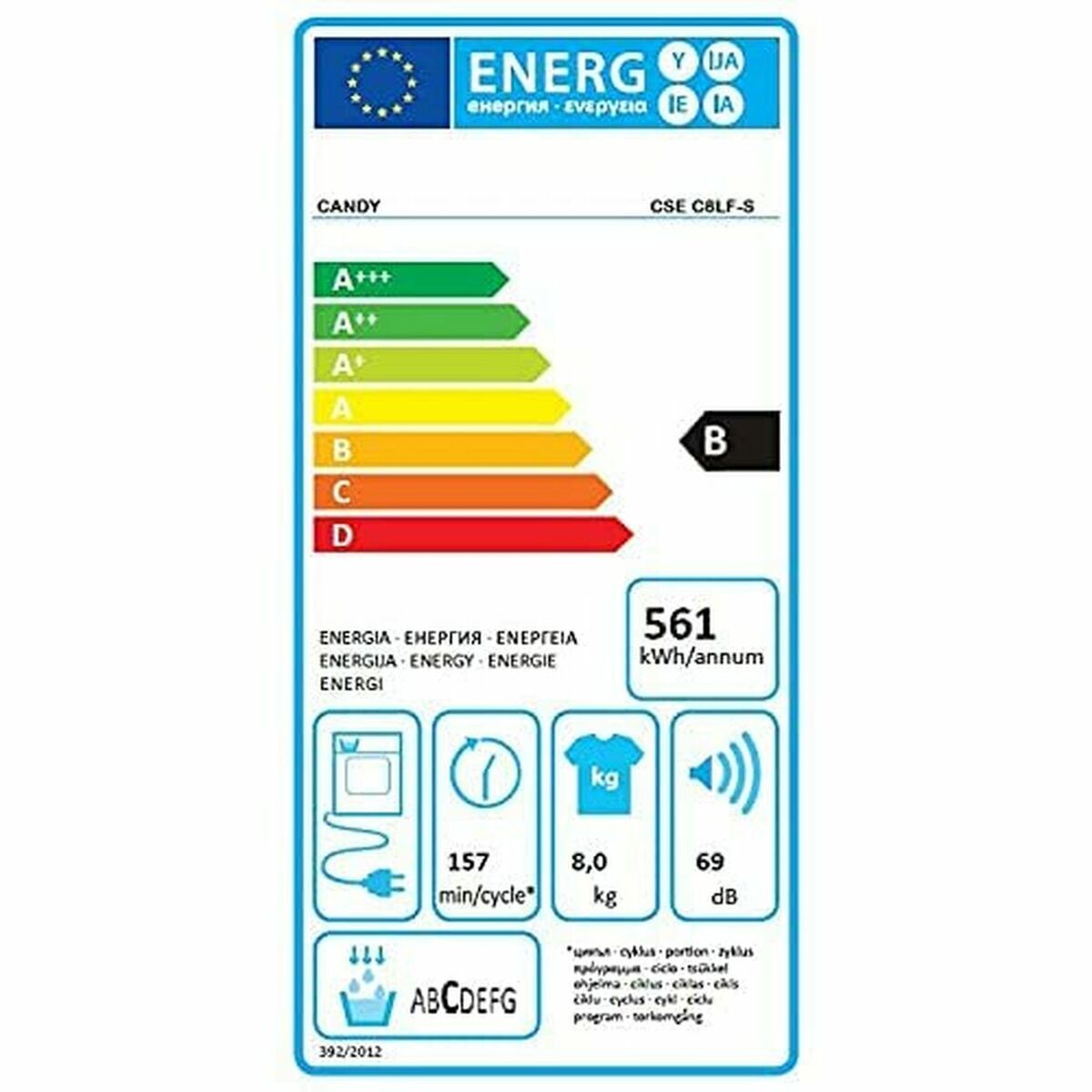 Condensation dryer Candy CSEC8LFS White