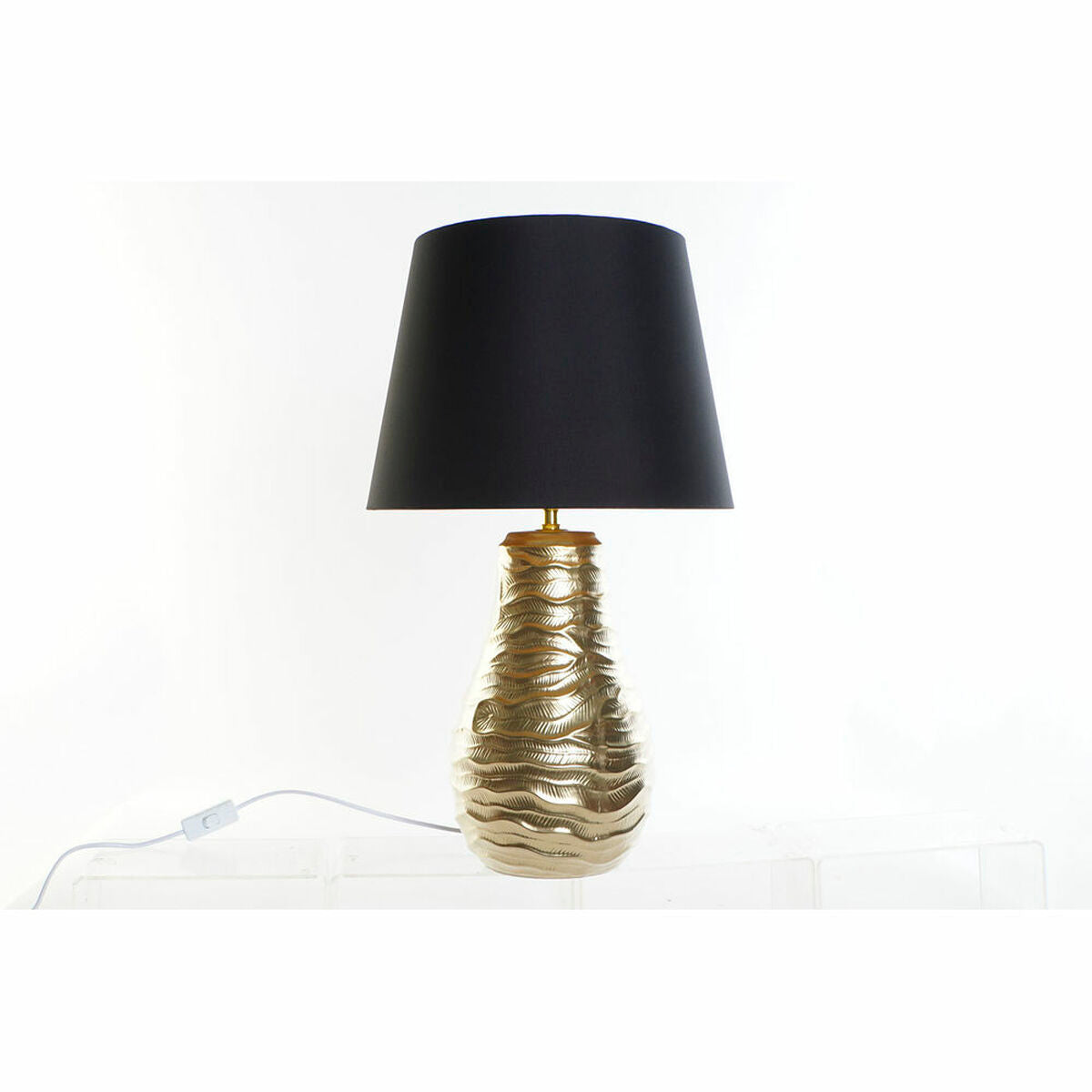 Desk lamp DKD Home Decor Black Linen Wax Golden (38 x 38 x 65 cm)