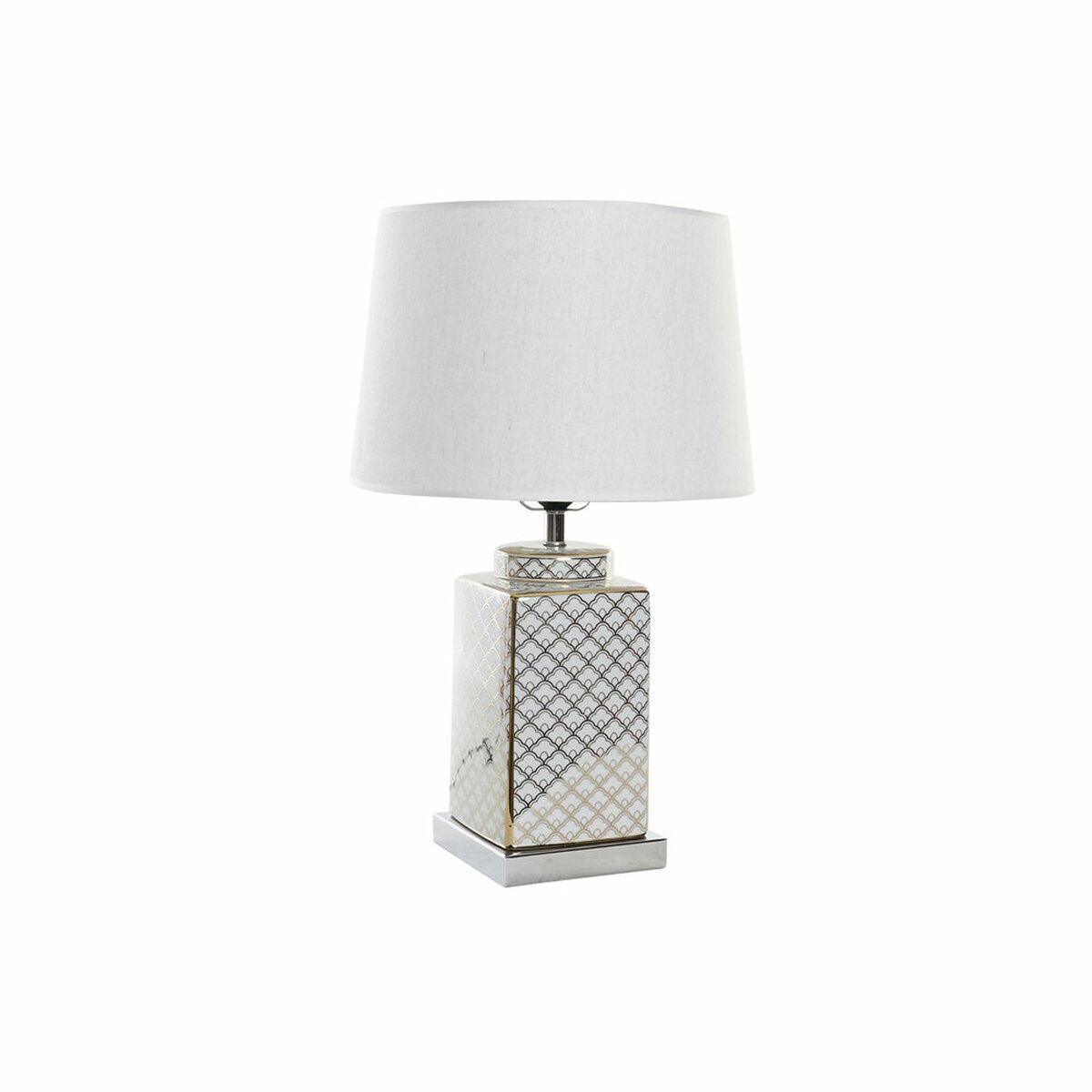 Desk lamp DKD Home Decor Mosaic Porcelain Golden Polyester White 220 V 60 W (35 x 35 x 57 cm)