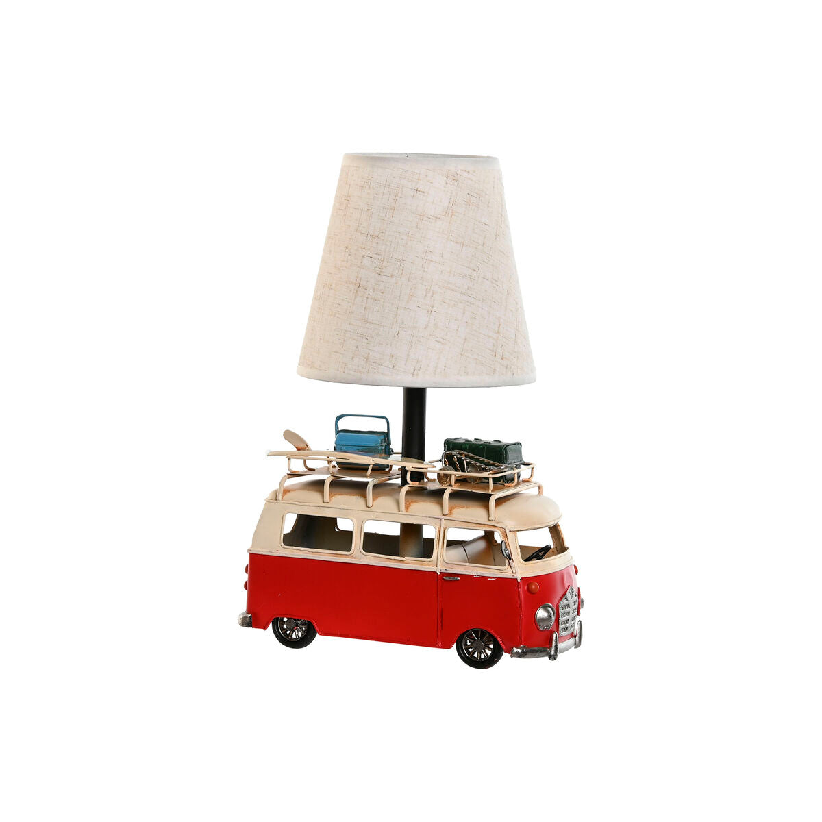 Desk lamp Home ESPRIT White Red Linen Metal 20 x 14 x 30 cm