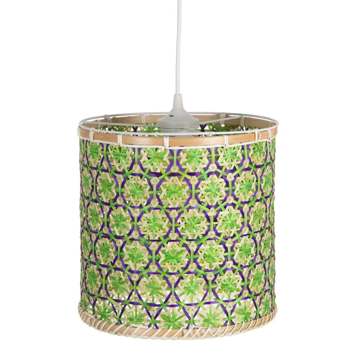 Ceiling Light 32 x 32 x 29 cm Natural Green Bamboo 220 V 40 W (3 Units)