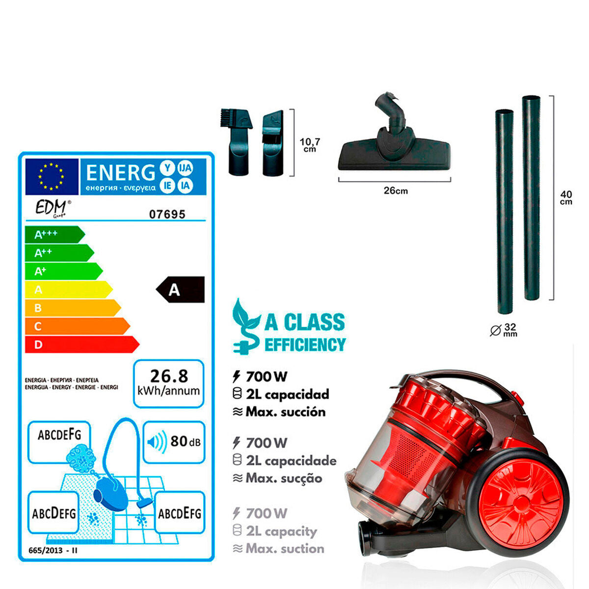 Multi-Cyclonic Vacuum Cleaner EDM 2 L 700 W 700 W