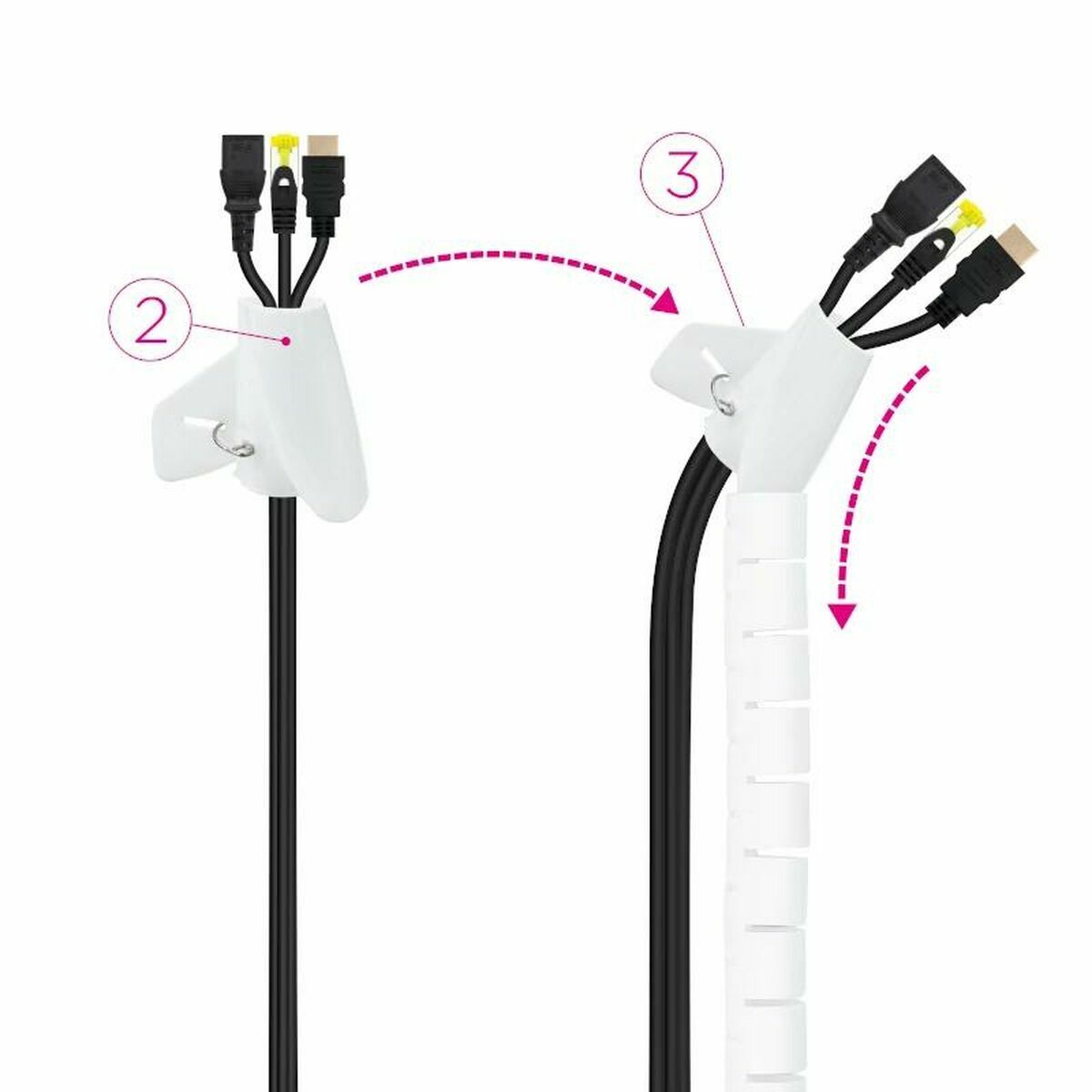 Cable Organiser NANOCABLE 10.36.0001-W White Ø 25 mm 1 m