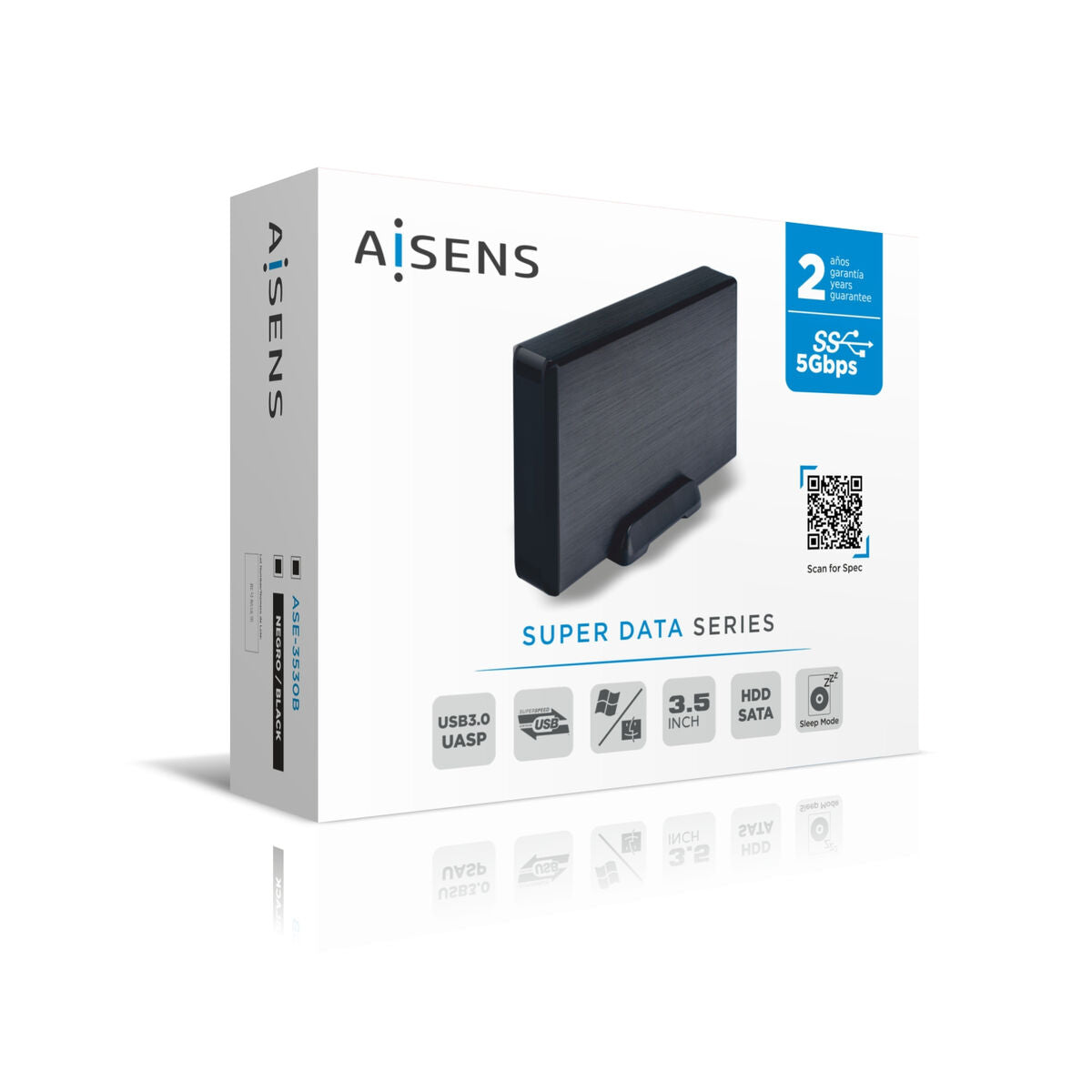 Housing for Hard Disk Aisens ASE-3530B Black USB SATA USB B x 1 USB 3.2