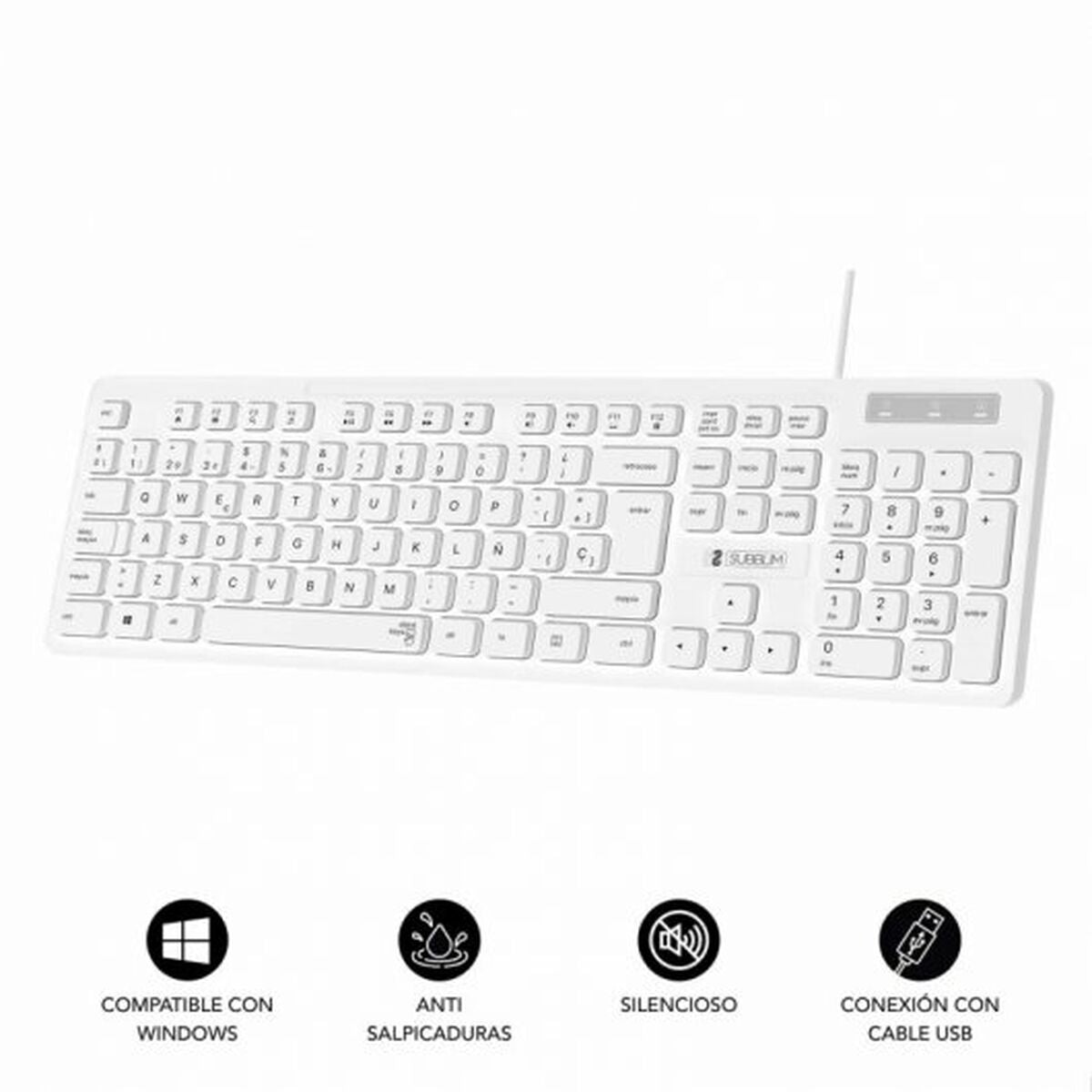 Keyboard Subblim SUBKBC-0SSK51 White Spanish Qwerty