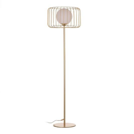 Floor Lamp 40 x 40 x 144 cm Crystal Golden Metal White