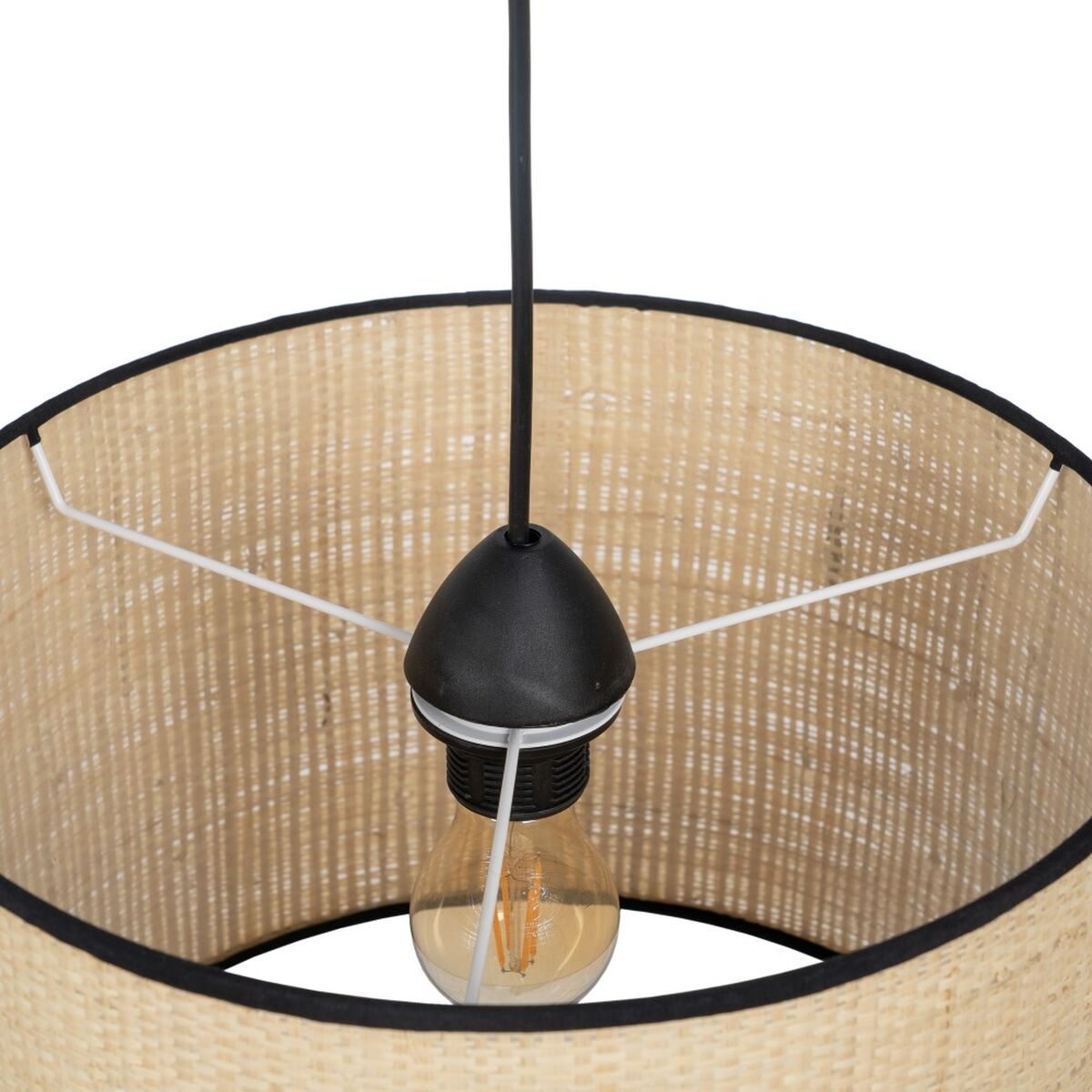 Ceiling Light Black Natural Raffia Iron Plastic 220-240 V 35 x 35 x 24 cm