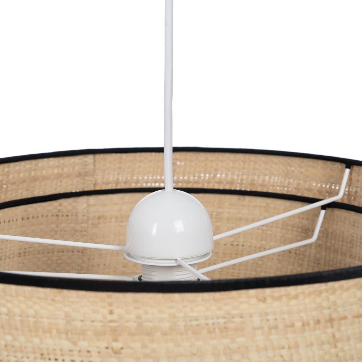 Ceiling Light Black Natural Raffia Iron Plastic 220-240 V 40 x 40 x 24 cm