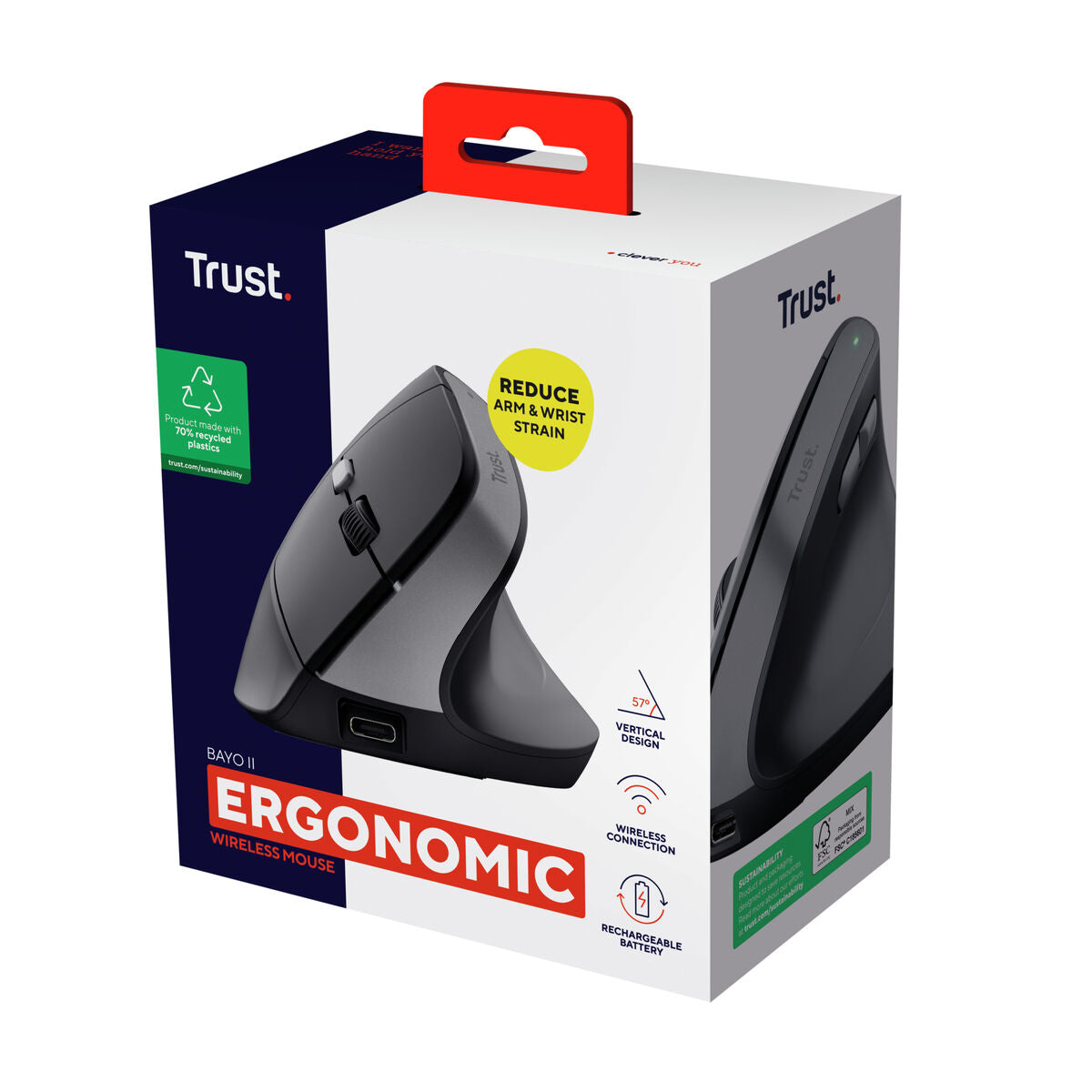 Ergonomic Optical Mouse Trust Bayo II Black 2400 dpi