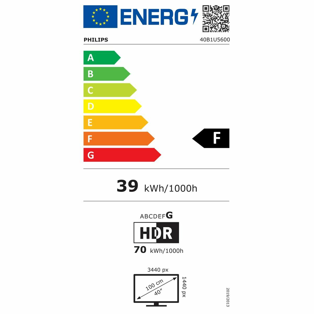 Monitor Philips 40B1U5600/00 40" Wide Quad HD 100 Hz